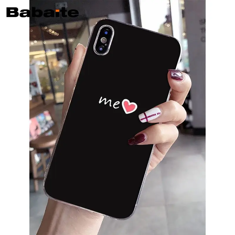 Babaite EXO kpop Сердце черный белый рисунок ТПУ Прозрачный чехол для телефона чехол для iPhone 5 5Sx 6 7 7plus 8 8Plus X XS MAX XR - Цвет: A10