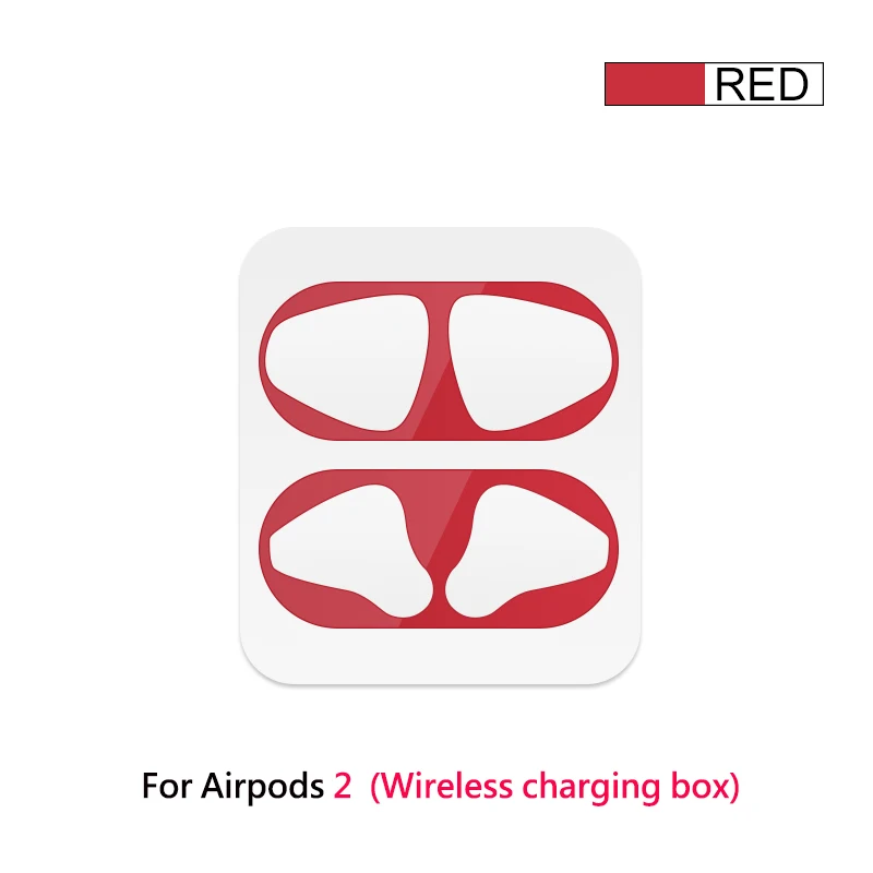 Red Для Airpods 2 металлическая пыль Защитная Наклейка для Airpods 2 Защитная Наклейка для кожи для Apple гарнитура для Airpods зарядная Коробка Чехол - Цвет: Red
