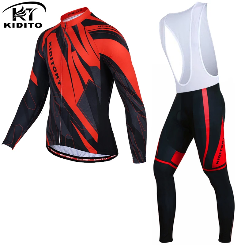 KIDITOKT-Conjunto de Ropa térmica de Invierno para Ciclismo, Maillot de lana para bicicleta de montaña, Kit de Ciclismo para hombre