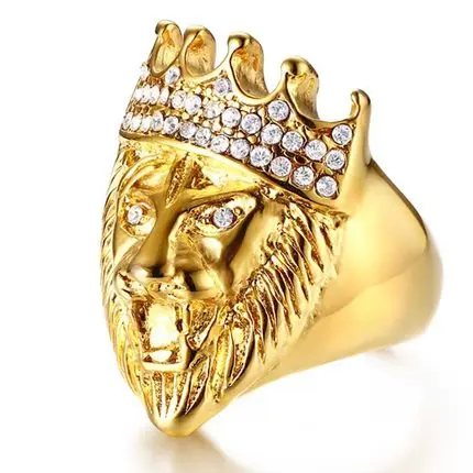 Хип хоп Рок Рэп ледяной из Bling Золотые кольца с кристаллами страз золотой тон