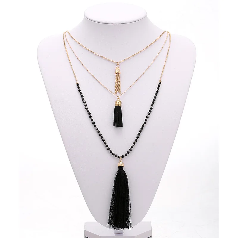 Layered Pendant Necklace With Tassels Multi Strand For Women Jewelry Украшения и аксессуары