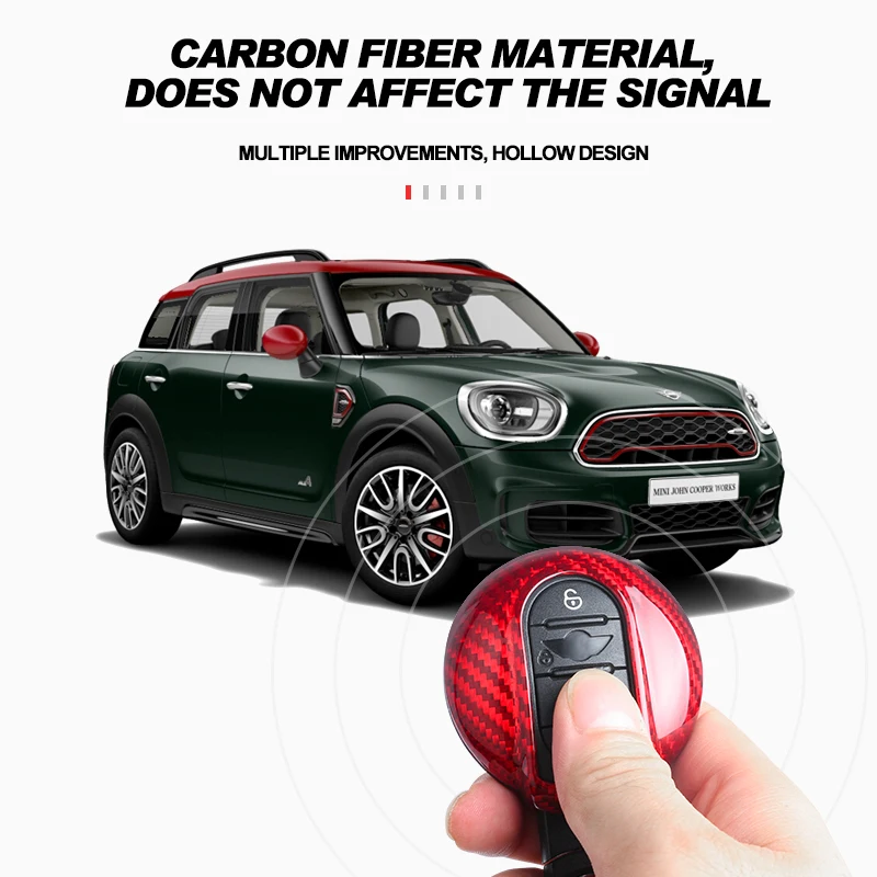 Красный защитный чехол для автомобильного ключа из углеродного волокна с