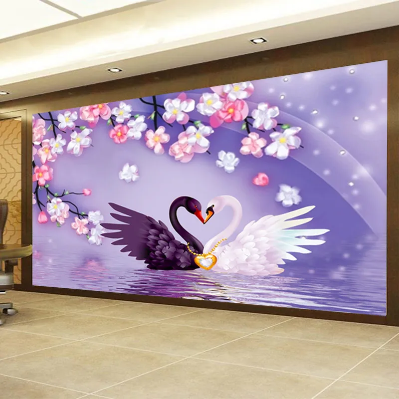 Картина спальня лебедя любовь точка алмаз вышивка крестиком Свадьба гостиная