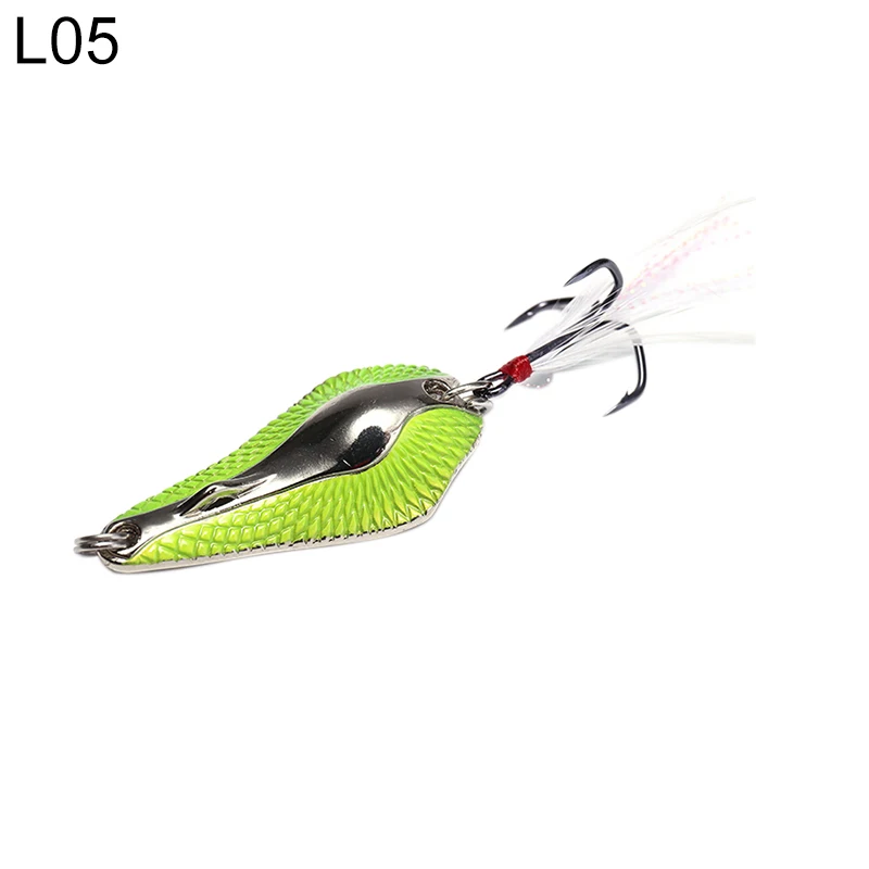 Kingdom Hot Metal Spoon Scale Cicada рыболовные приманки высокого качества 5 г 7 г 10,5 г 14 г жесткие приманки с пером тройной крючок снасти - Цвет: 3404-L05