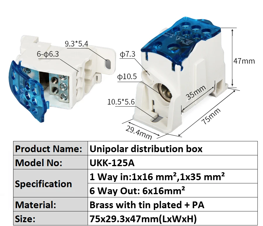 Клеммная колодка UKK80A 125A 160A 250A 400A 500A распределительная коробка на Din рейку