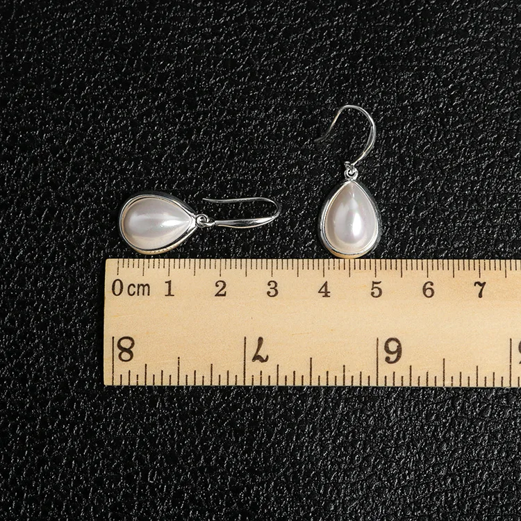 Vintage OL S925 Sterling Silver Shell Pear Water Drop Dangle Earrings Women's Width 13 Length 33mm | Украшения и аксессуары