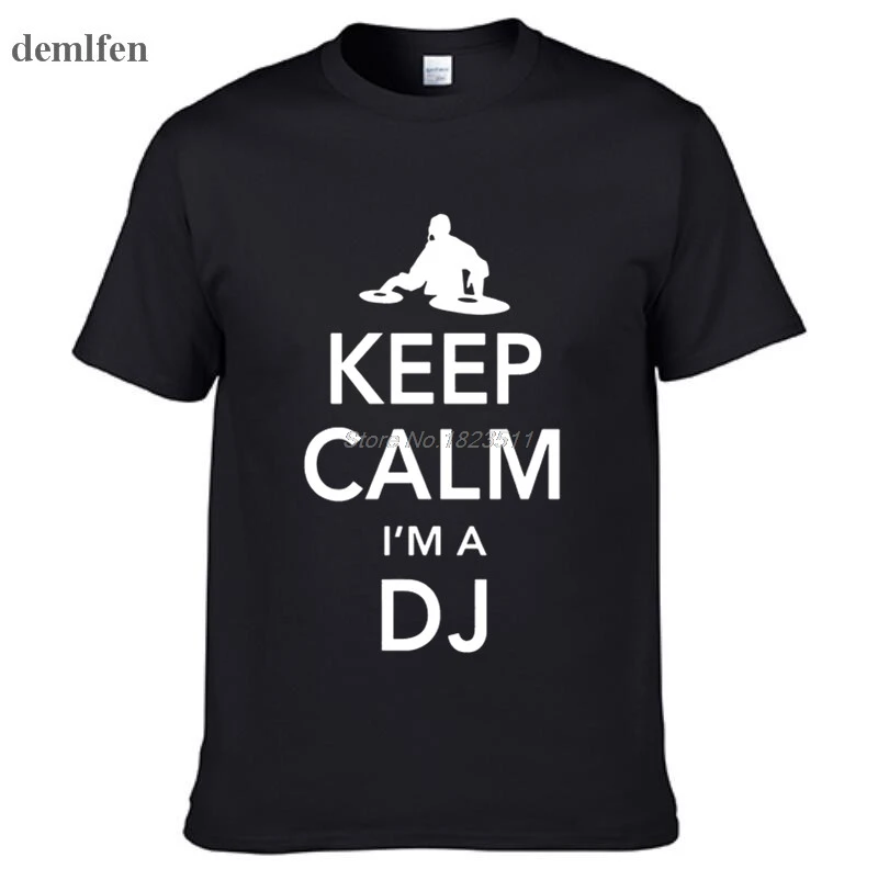 Новые и надписью Keep Calm I'm ди Джея мужские футболки с коротким рукавом комплект