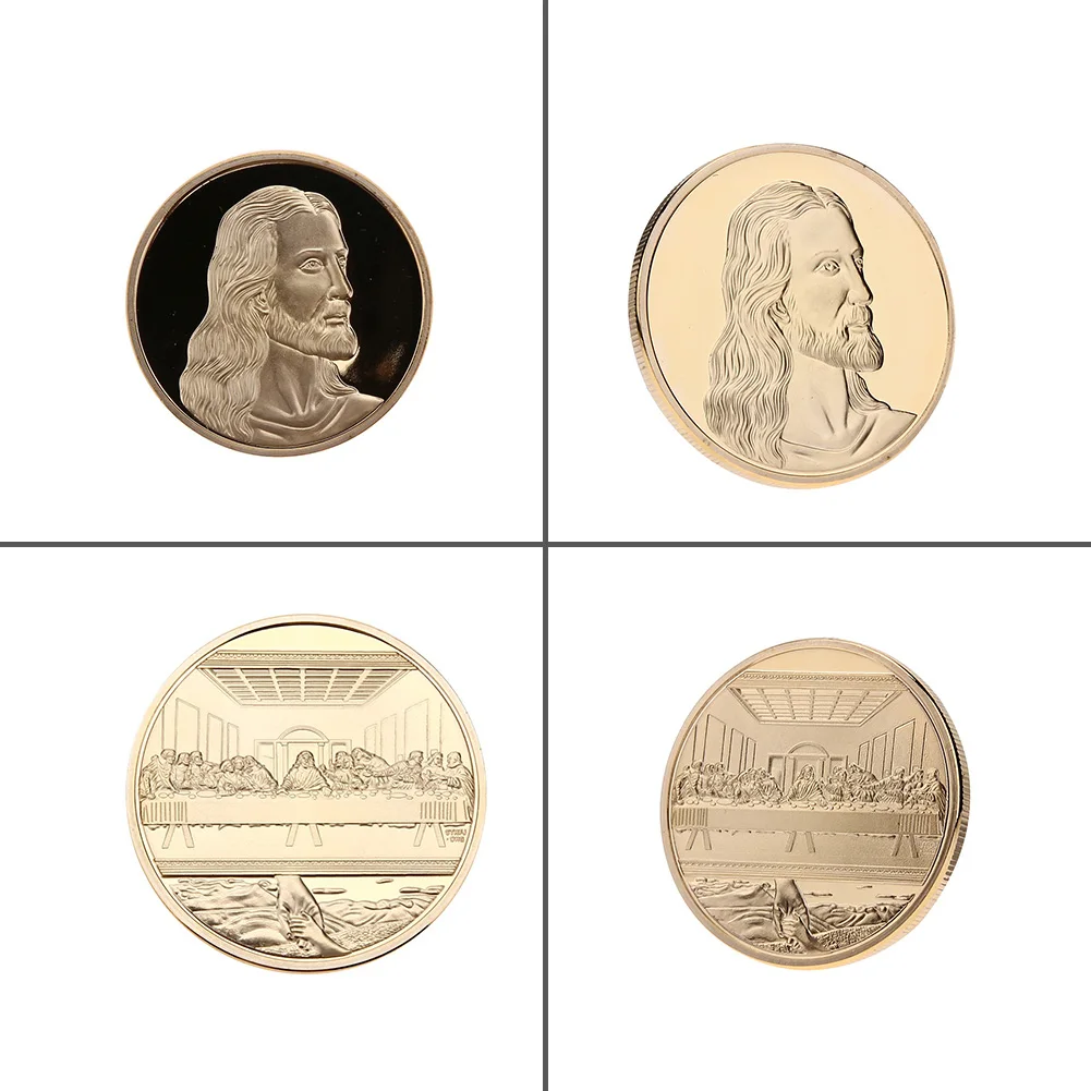 1 шт. позолоченная памятная монета с изображением последней ужина домашняя