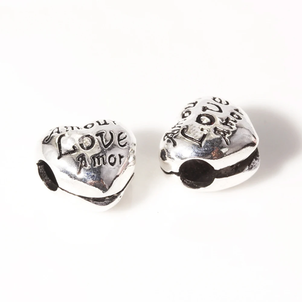 Горячая продажа 1 шт. бисер серебряного цвета простое любовное сердечко