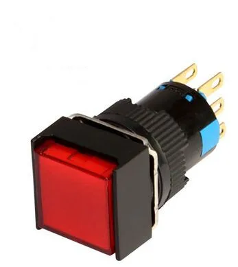 

16MM Switch Self-locking square indicator 5A 220VAC DPDT (2a+2b not LED ) K16-322 DIP6 Top red colour new and original