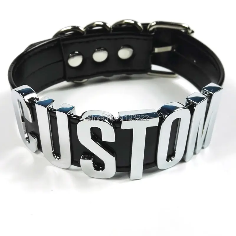 100% чокер ручной работы 35 мм Высокий воротник с надписью и именем выбирайте свое