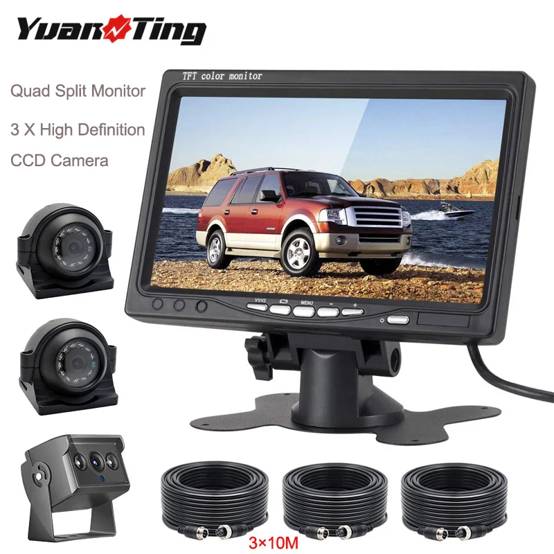 YuanTing 7 ''Quad Split 4CH видео вход монитор и заднего вида водонепроницаемый