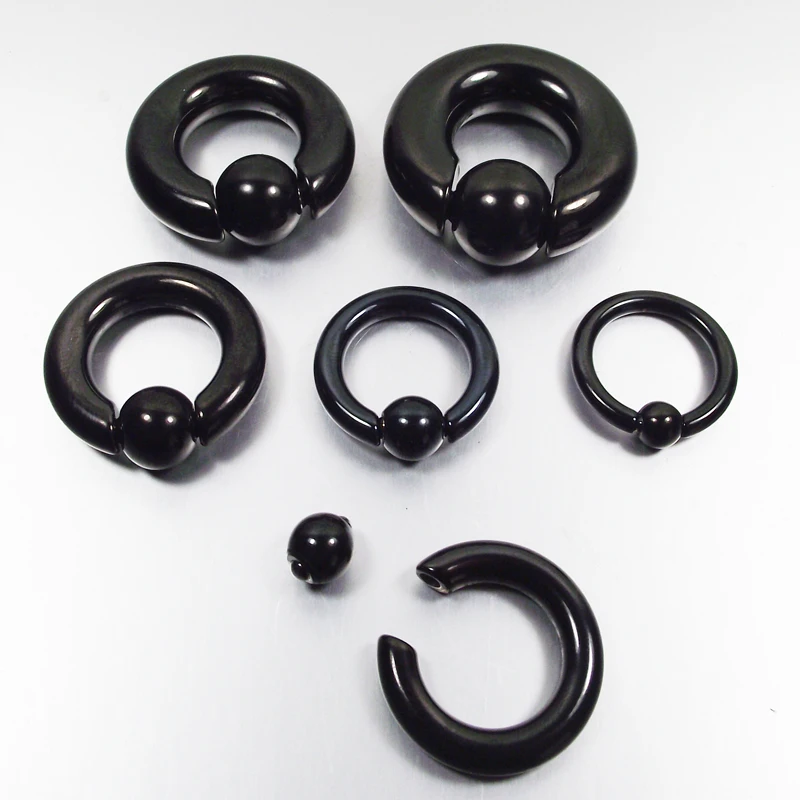 Кольцо-Петля из нержавеющей стали для пирсинга большого размера черное