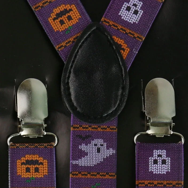 Новый товар: Регулируемые подтяжки Unisex Adult 3 Clip Y-Back Clip-on с принтом Хэллоуина "Тыквы" для мужчин и женщин, отличный подарок.