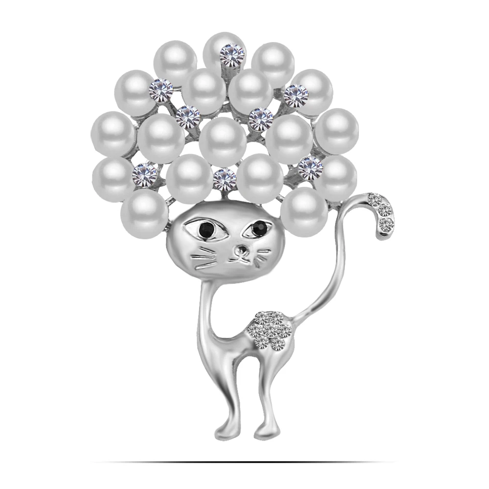 Zhen томоми пирсинг озорной милый Кот Имитация-жемчужина кристалл шарф пряжки