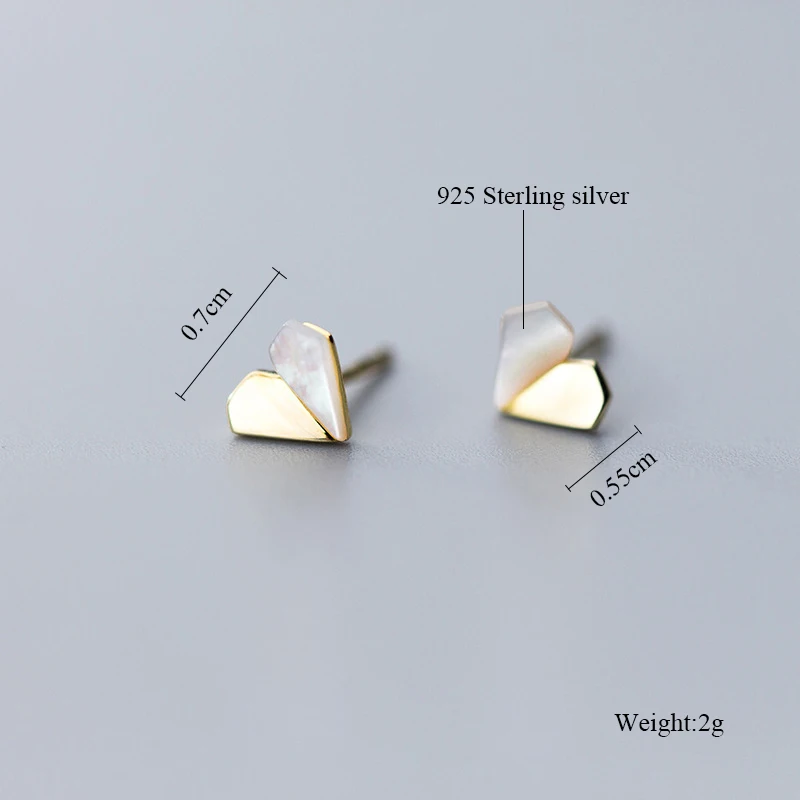 Стереоскопические маленькие серьги-гвоздики в форме сердца из стерлингового