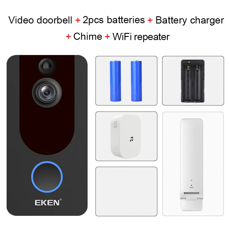 Option 6 Eken V7 HD 1080P смарт WiFi видео дверной звонок камера визуальный домофон ночное видение IP дверной звонок беспроводная камера безопасности - Цвет: Option 6
