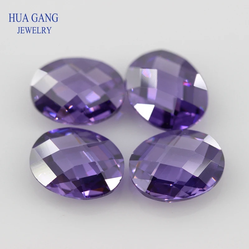 Purple CZ Stone Oval Shape Double Checkerboard Synthetic Gems Cubic Zirconia For Jewelry Size 3x5~13x18mm Free Shipping | Украшения и