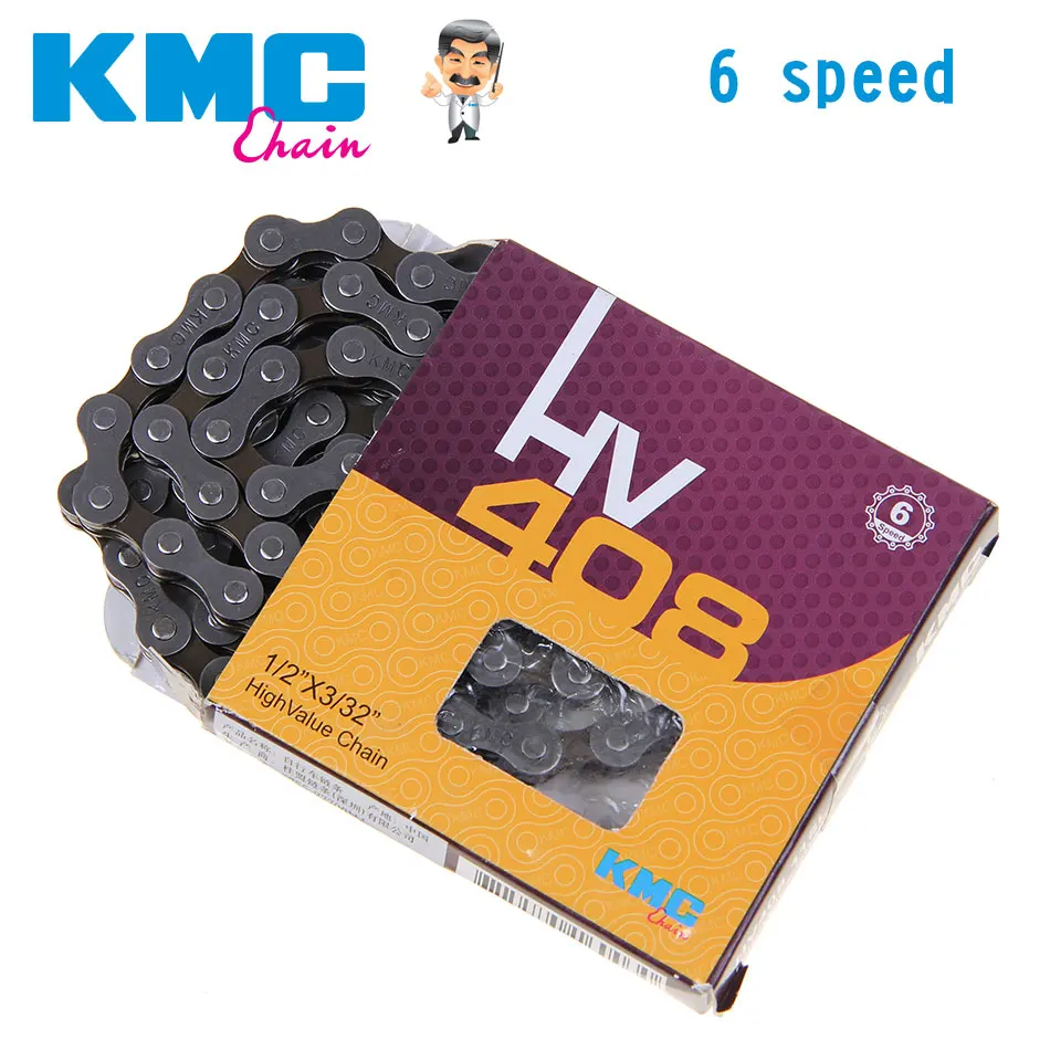 KMC HV408 6 Speed Bicycle Chain Bike Chain for MTB/Road Bike fo Shimano/SRAM 116L /Chain Bike Silver Grey