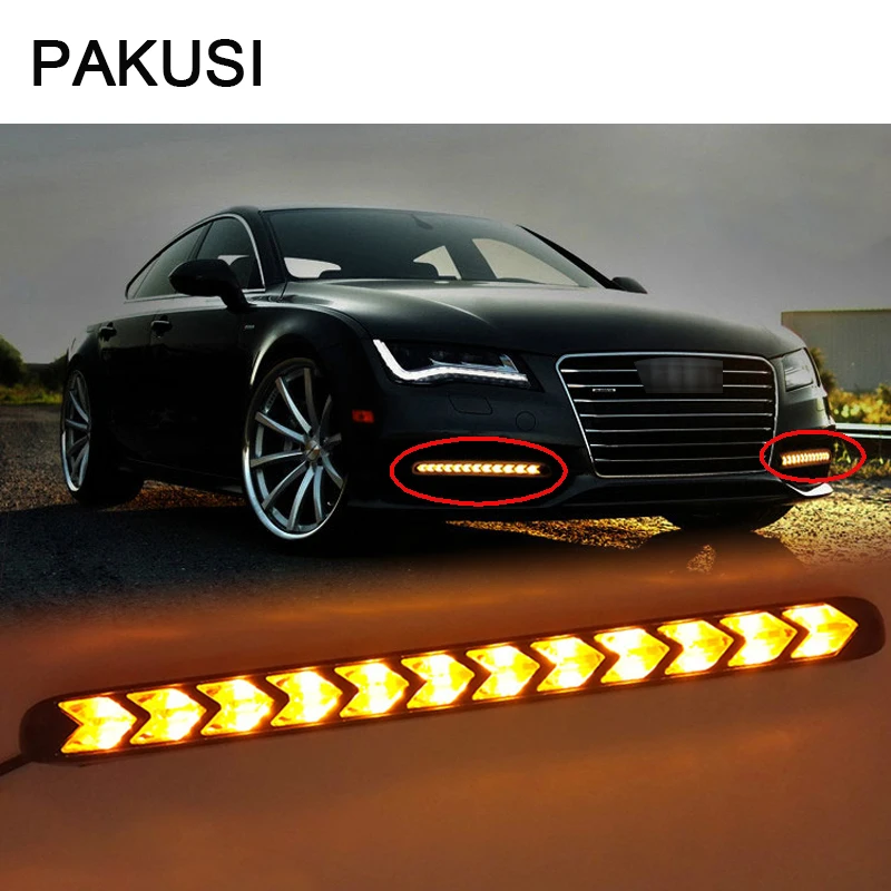 PAKUSI Новый Автомобильный светодиодный DRL противотуманный фонарь поворотники с