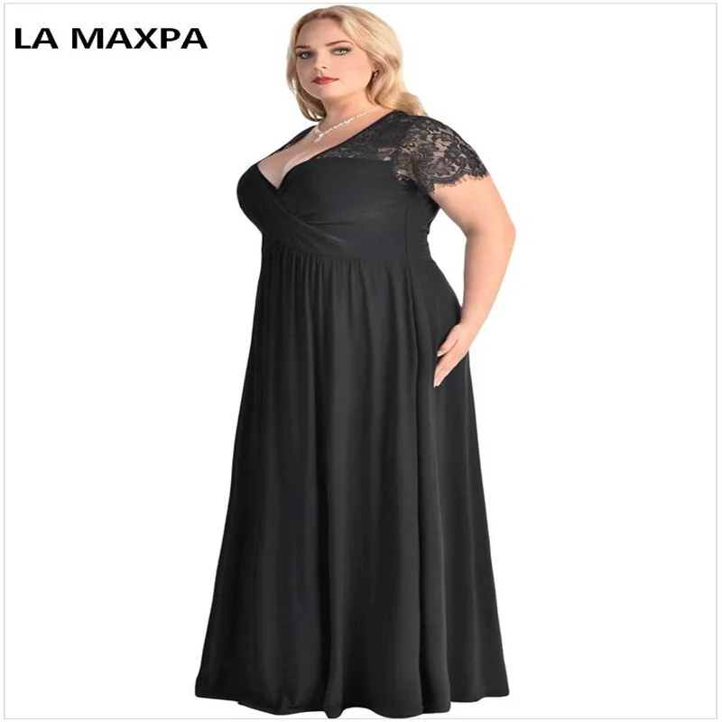 Партия Longo vestidos большой женский черный Кружево кокетка Ruched твист Высокая талия