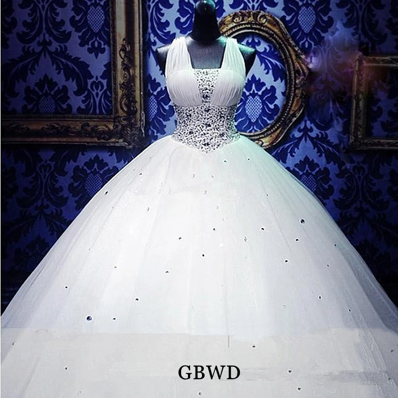 Новые Элегантные роскошные свадебное платье 2019 бальное из шифона/на бретельках