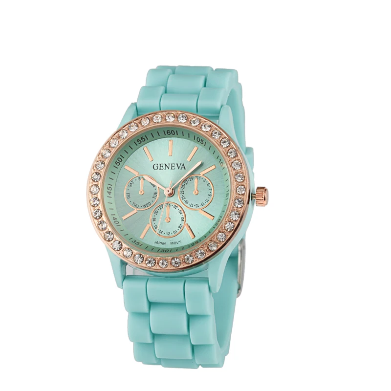 Роскошные модные товары женские Брендовые Часы Geneva Спортивные кварцевые