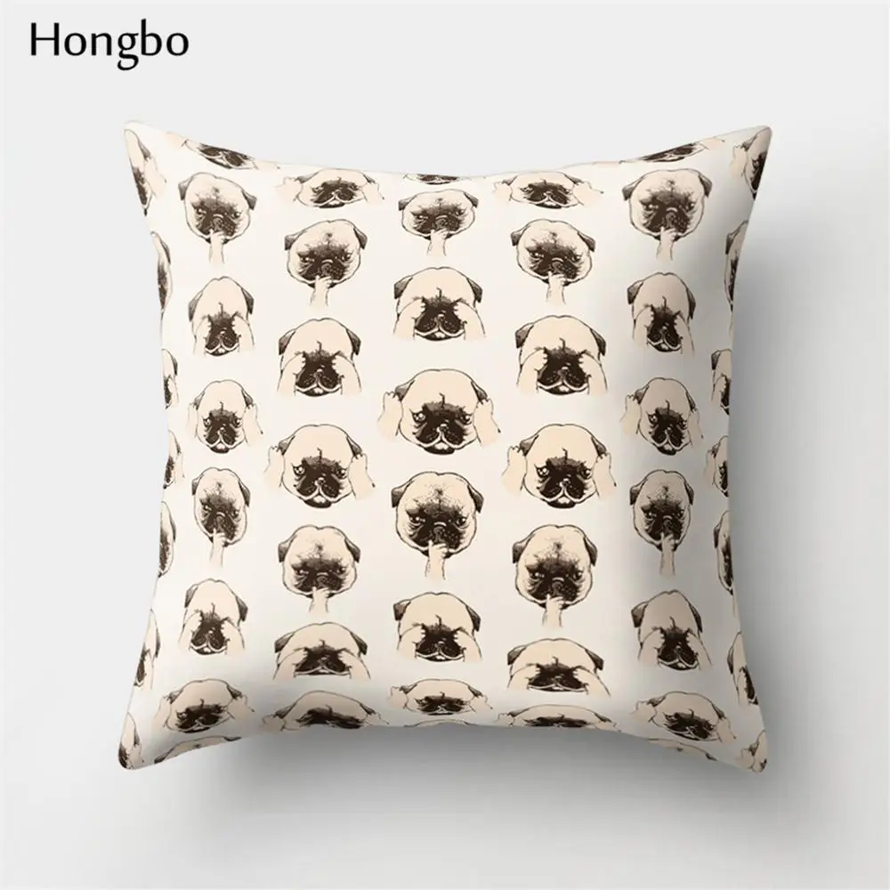 Hongbo 1 шт. чехол для подушки с рисунком мопса, чехол для подушки из полиэстера для автомобиля, дивана, домашнего декора, мультяшная собака - Цвет: 9