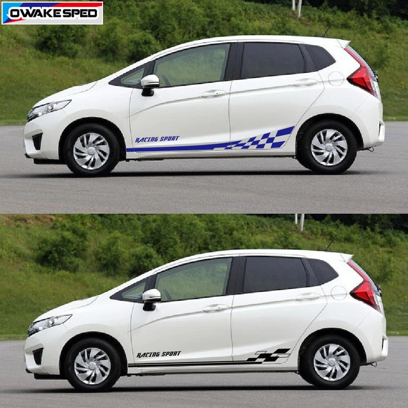 Наклейка на дверь автомобиля боковая юбка для Honda FIT JAZZ RS 2014 2018 Racing Sport Flag