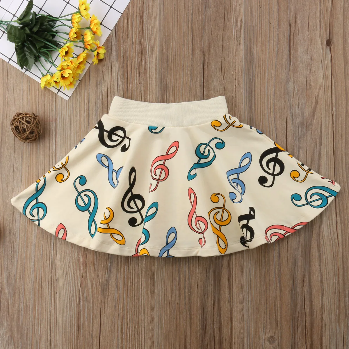 2018 юбки для маленьких девочек музыкальная нота печатных пачки Малыши юбка летняя