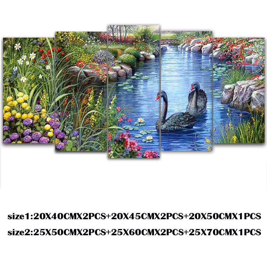 3D Алмазная живопись вышивка крестиком лебедем озером мозаика рукоделие пейзаж