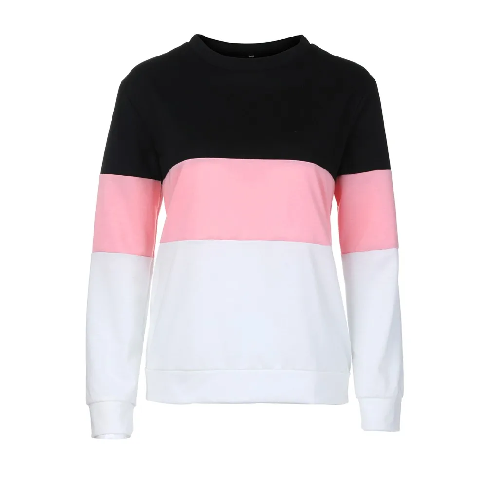 Women's Long Sleeve Cut Sew Pullover Stripe Hoodie Print Sweatshirt Blouse Top Las Mujeres Sweetshirts Спортивный Костюм Женск