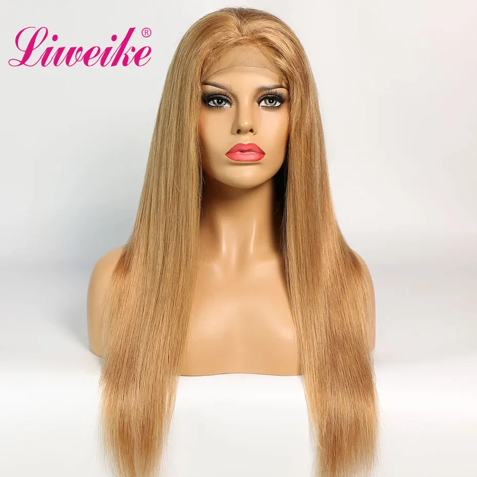 Прямой парик Liweike с застежкой на сетке #10 цветов 4*4 100% натуральные волосы без