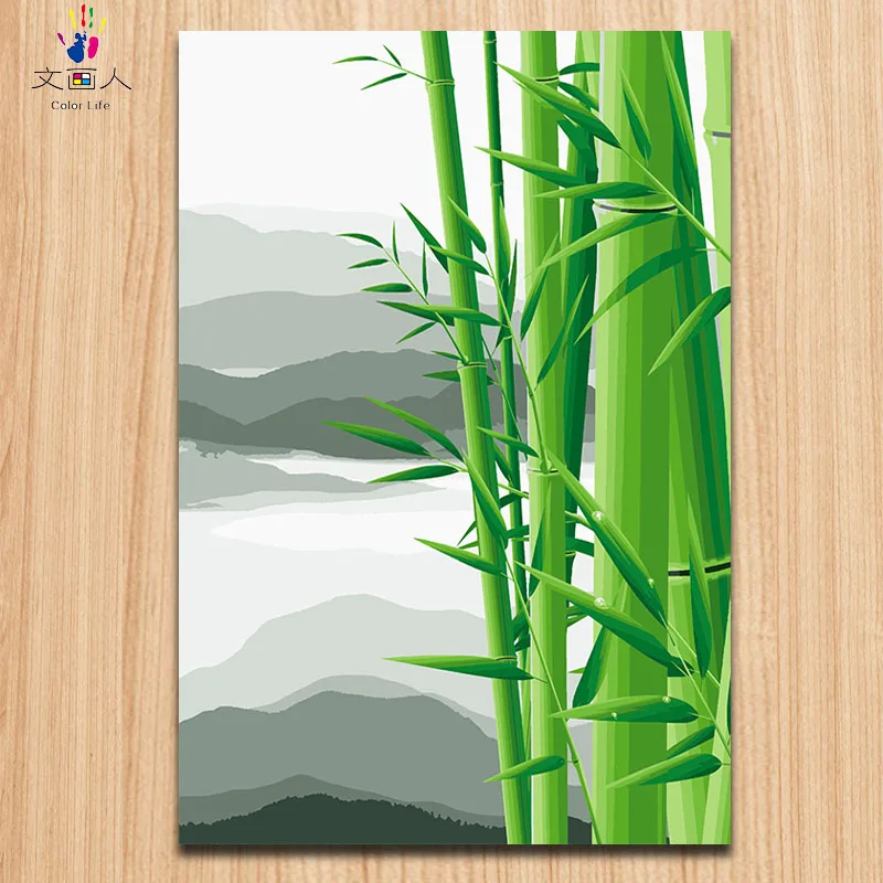 Китайский стиль бамбук в облаке DIY картина маслом по номерам на холсте краска для