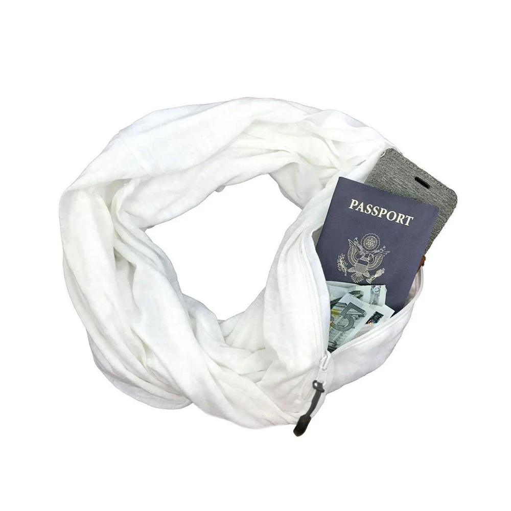 Шейный платок шарф Карманный практичный теплый карман с молнией модные зимние