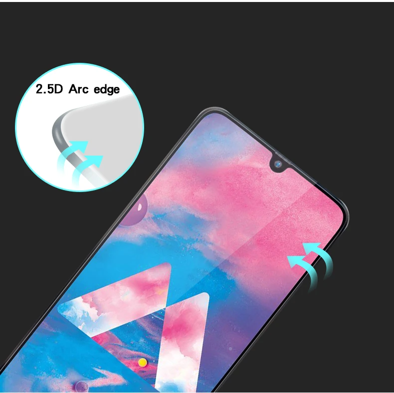Protector de pantalla de vidrio templado para Samsung Galaxy M30, pel&iacute;cula de pegamento completo para Samsung Galaxy M30, 2 uds.-2