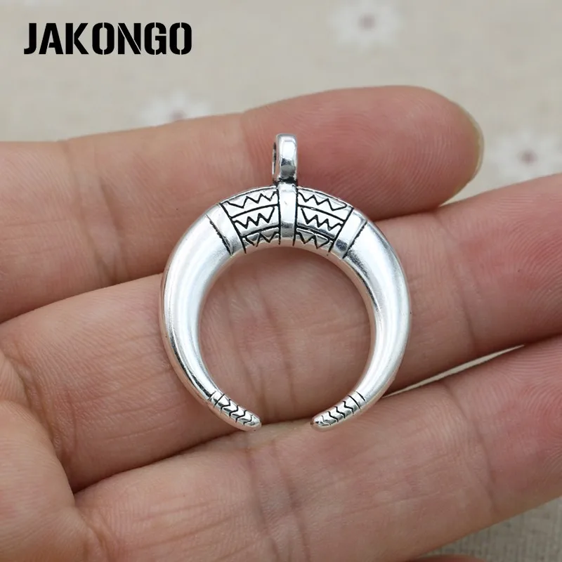 

5Pcs Antique Silver Plated Horn Charms Pendants for Bracelet Accessories Jewelry Making Handmade 27mm