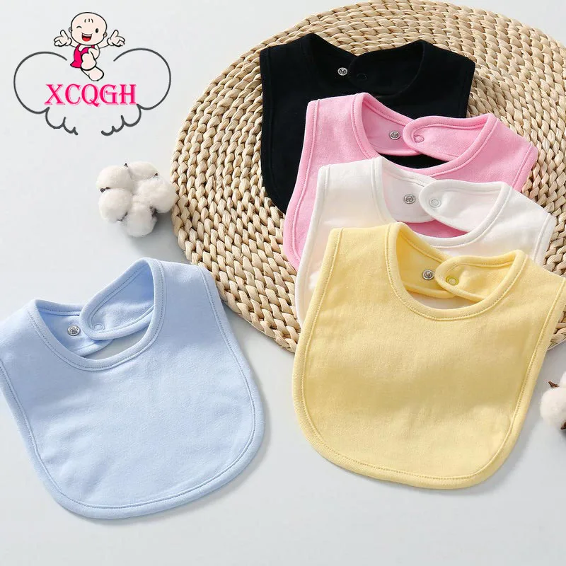 

XCQGH Non-Fluorescent Baby Saliva Towel Cotton Snap-on Baby Simple Generous Bib Children Bib