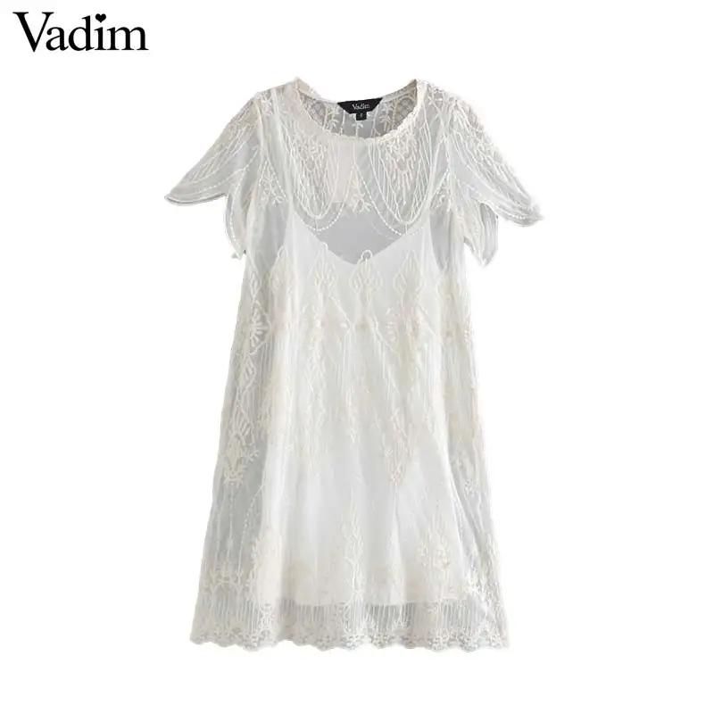 Vadim женское мини платье с вышивкой комплект из двух предметов милое прямое