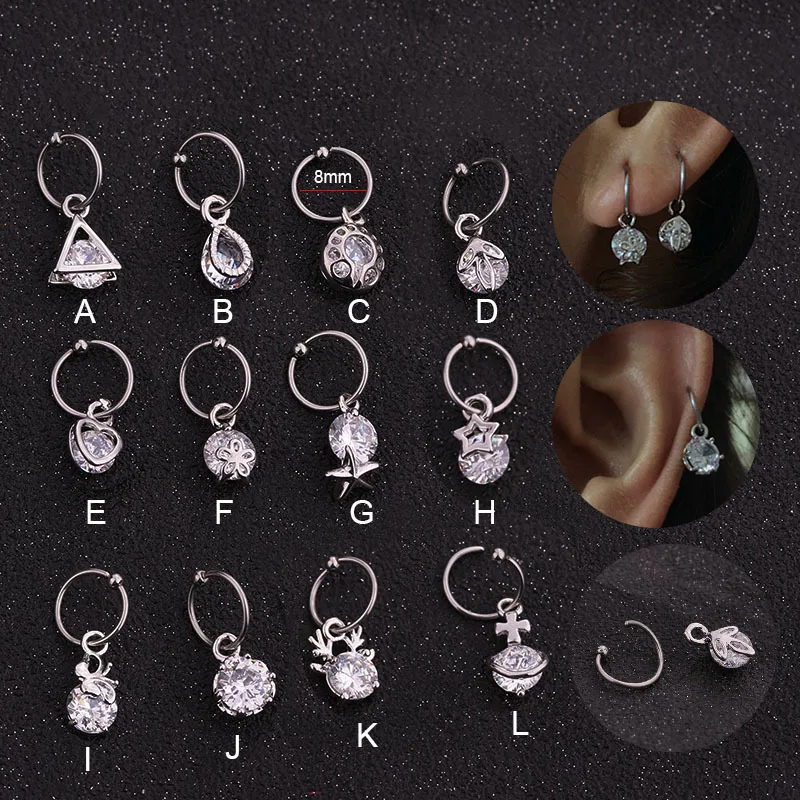 1 шт. Горячая Петля из нержавеющей стали штанга циркон Звезда Крест капли воды