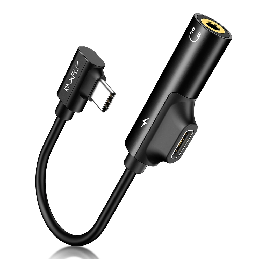 Black Адаптер USB raxfly type C до 3,5 мм type C для huawei P20 Pro 3,5 Jack AUX Наушники зарядка аудио конвертер для Xiao mi 6 mi 8 - Цвет: Black