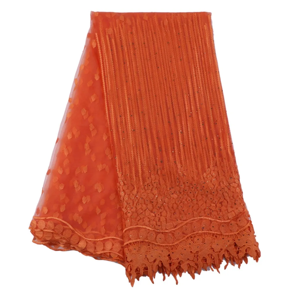 Новинка 100% хлопок кружевной ткани Нигерия шнура французский химической Orange