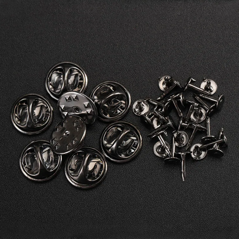 GunBlack Set 50Sets/lot Gold Rhodium Copper Nail Tie Tack Lapel Pin Back Clutch Scatter Butterfly Clasp Squeeze Badge Holder DIY Jewelry - Цвет: GunBlack Set