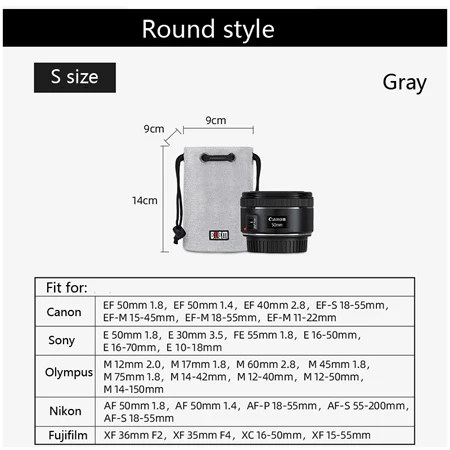 Round-S size-Gray Сумка BUBM для объектива камеры - Цвет: Round-S size-Gray