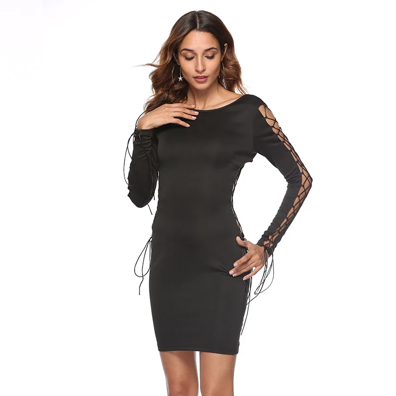 Облегающее Бандажное Черное Платье Женское Vestidos 2018 осенне весеннее с длинным