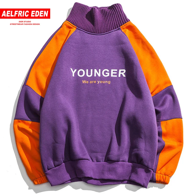 Aelfric Eden Мода 2018 г. с принтом букв лоскутное Пуловер Флисовые Кофты для мужчин