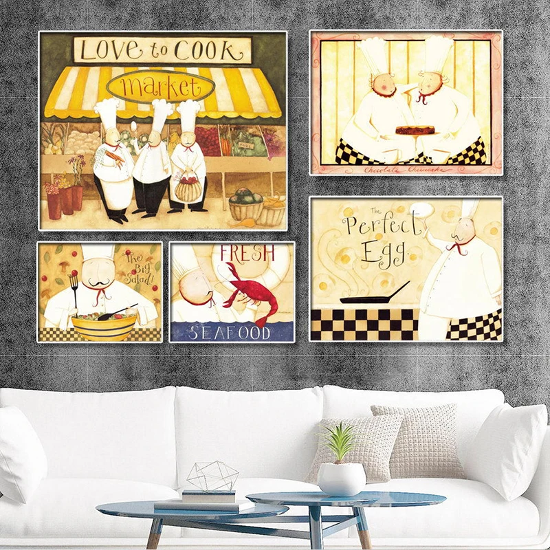 COSY MOMENT Chef Love to Cook кухонный плакат для ресторана домашнего декоративного холста