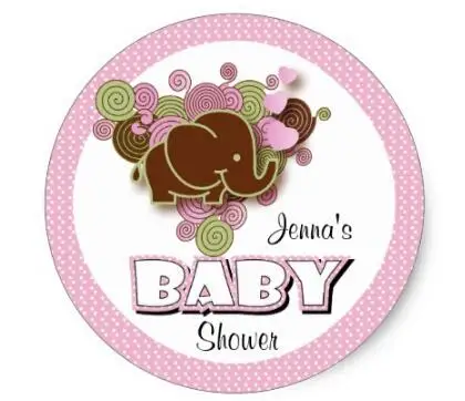 

1.5inch Brown and Pink Elephant Baby Shower Classic Round Sticker