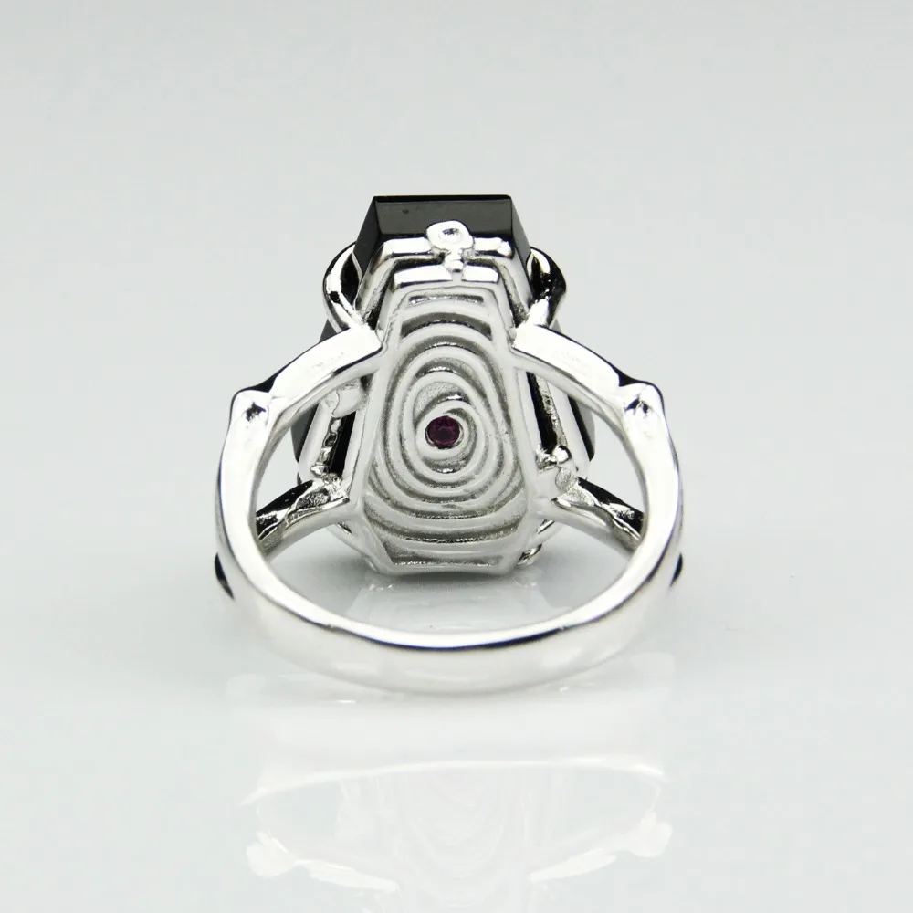 LASAMERO форма гроба натурального оникса Черный агат камень 925 Череп из