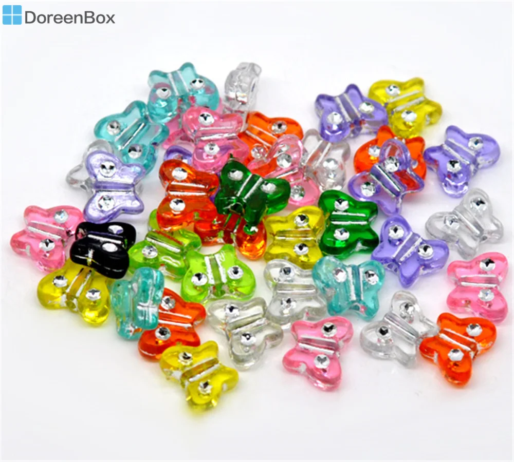300 шт. акриловые бусины разделители Doreen Box разноцветные бабочки для